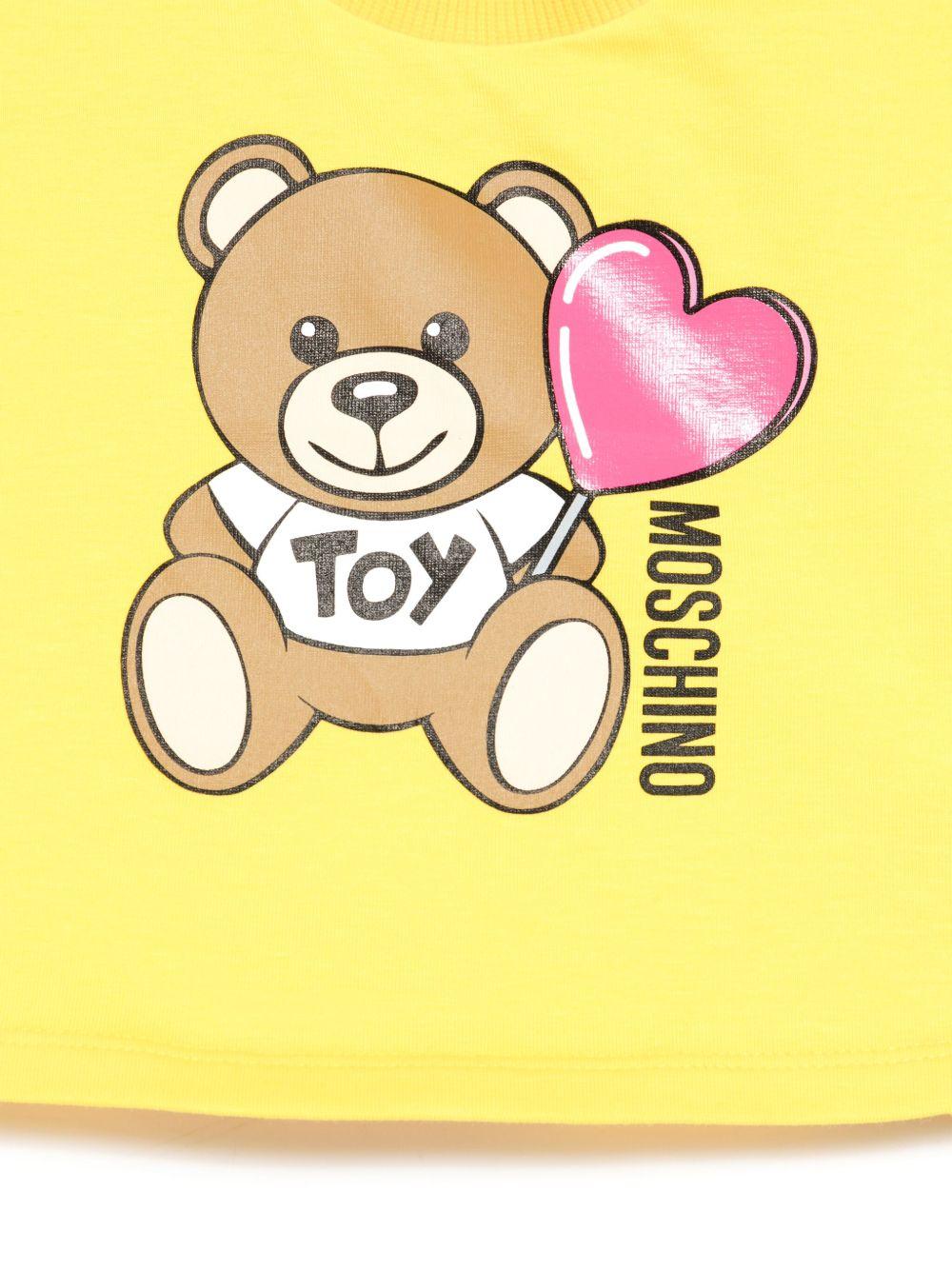T-shirt Teddy Bear per neonata Moschino Kids giallo con stampa sul davanti - Rubino Kids