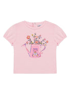 T-shirt Teddy Bear per neonato Moschino Kids rosa con girocollo - Rubino Kids