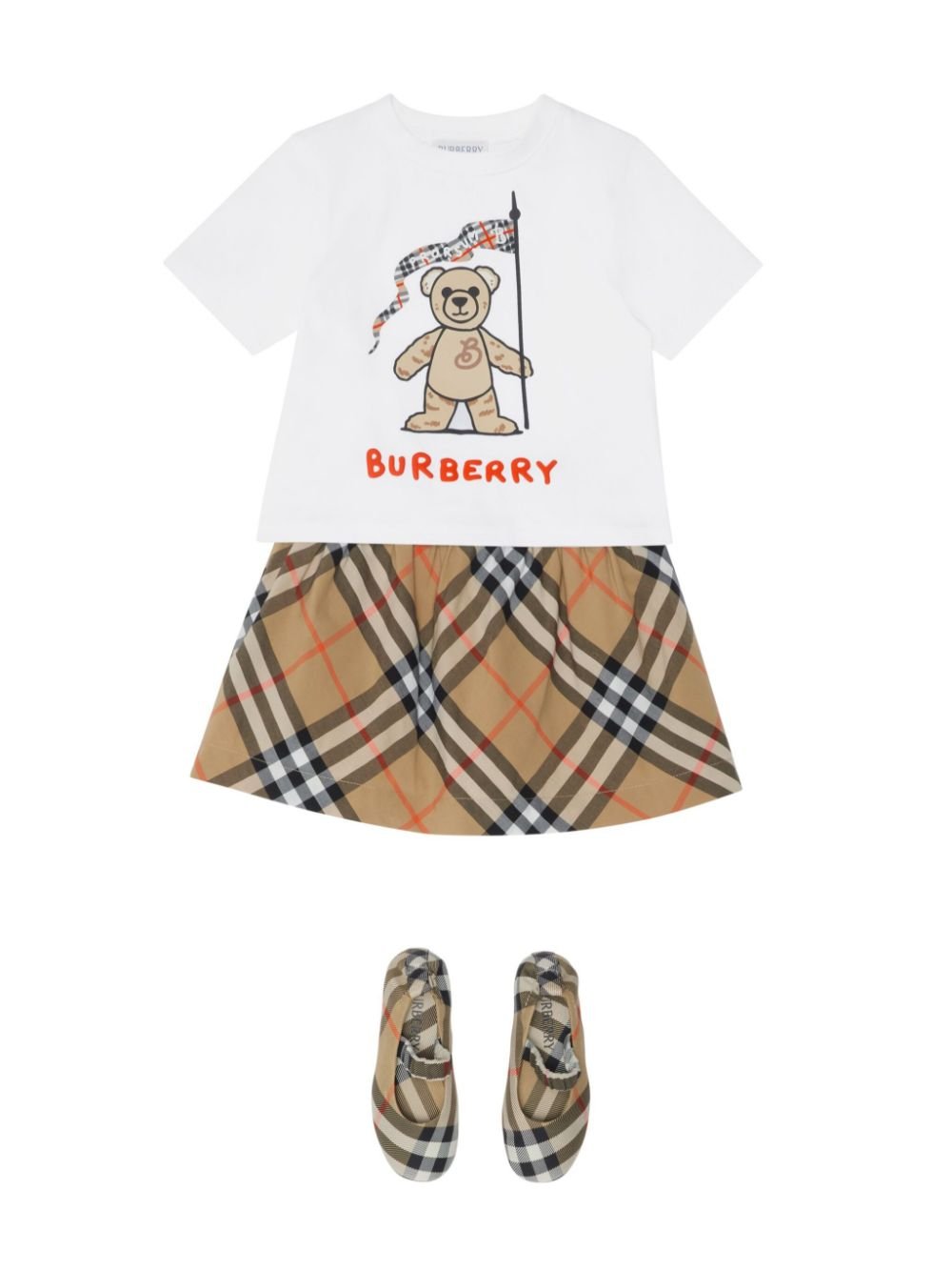 T-shirt Thomas Bear per neonato Burberry Kids bianco con stampa logo - Rubino Kids