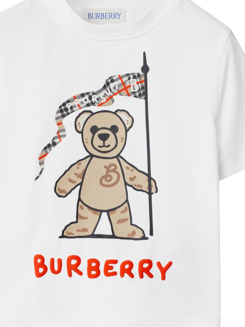 T-shirt Thomas Bear per neonato Burberry Kids bianco con stampa logo - Rubino Kids