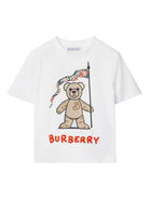 T-shirt Thomas Bear per neonato Burberry Kids bianco con stampa logo - Rubino Kids