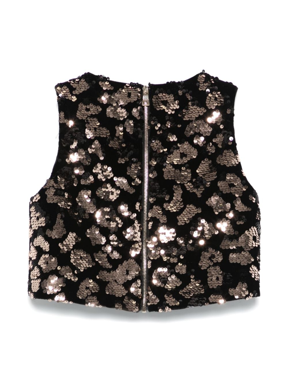 Top con paillettes per bambina Balmain Kids nero con scollo rotondo - Rubino Kids