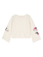 Top con paillettes per bambina Monnalisa bianco con design lavorato a maglia - Rubino Kids