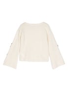 Top con paillettes per bambina Monnalisa bianco con design lavorato a maglia - Rubino Kids