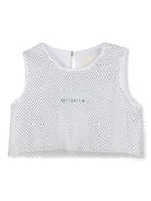 Top con strass per bambina Givenchy Kids grigio con design in rete - Rubino Kids