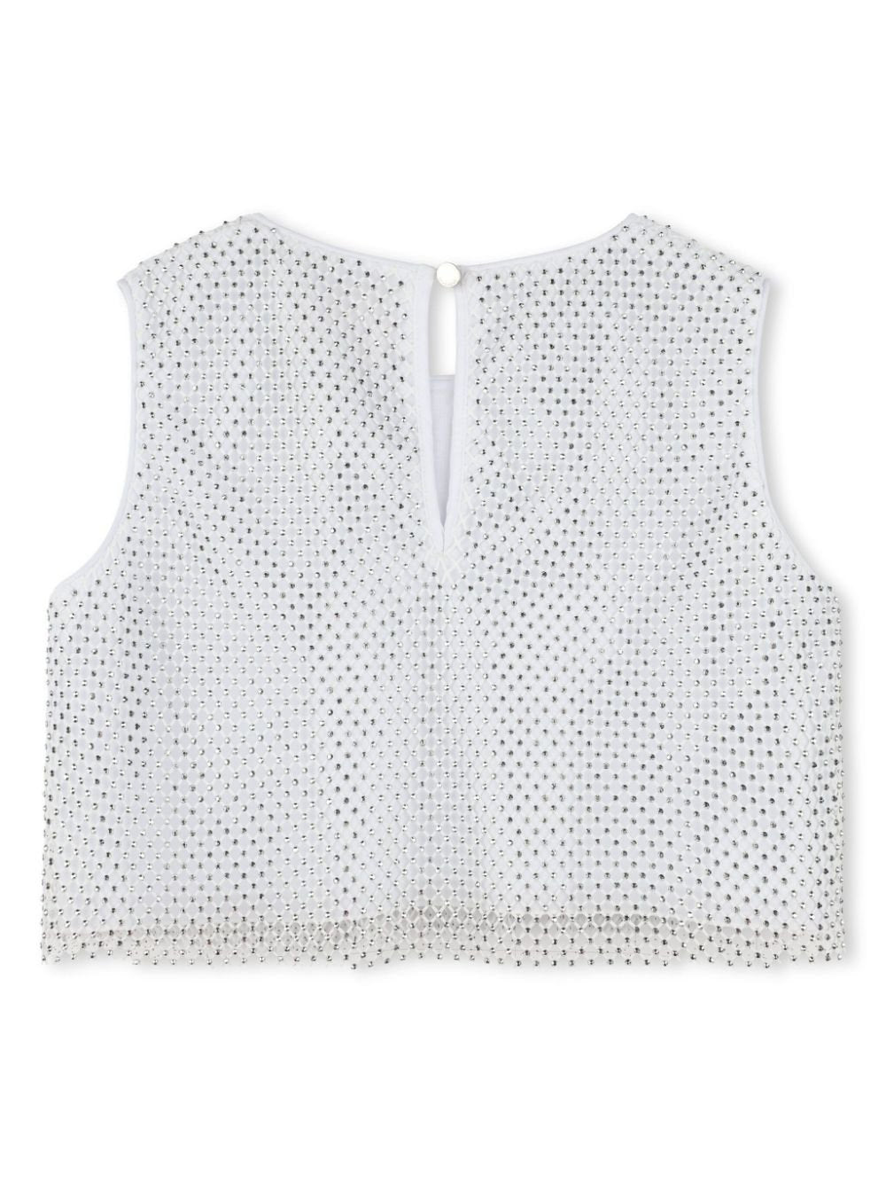 Top con strass per bambina Givenchy Kids grigio con design in rete - Rubino Kids