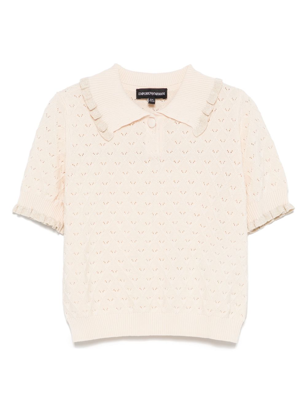 Top in maglia per bambina Emporio Armani Kids beige con abbottonatura frontale corta - Rubino Kids