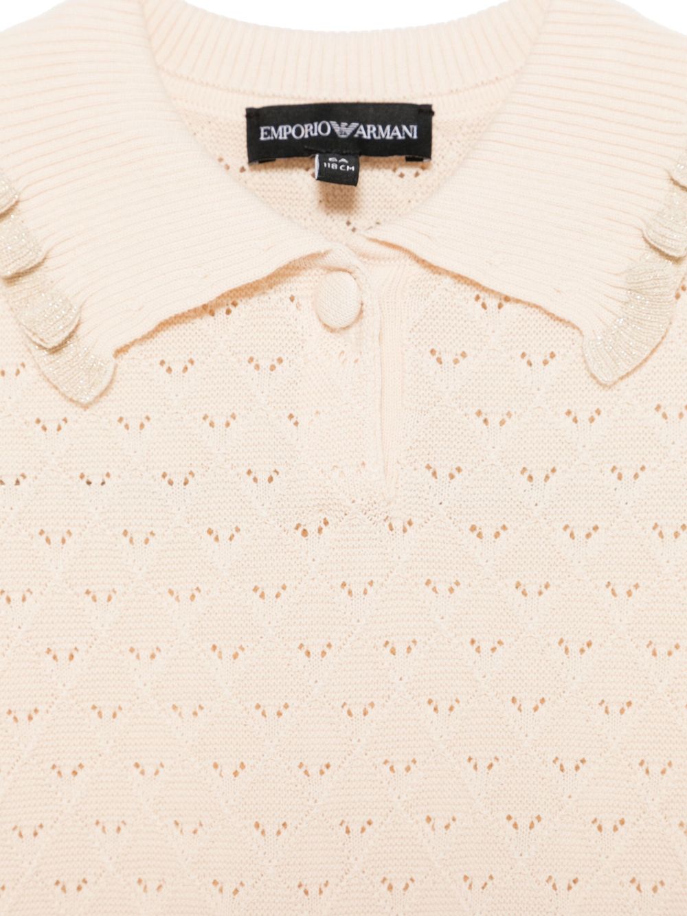 Top in maglia per bambina Emporio Armani Kids beige con abbottonatura frontale corta - Rubino Kids