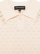 Top in maglia per bambina Emporio Armani Kids beige con abbottonatura frontale corta - Rubino Kids