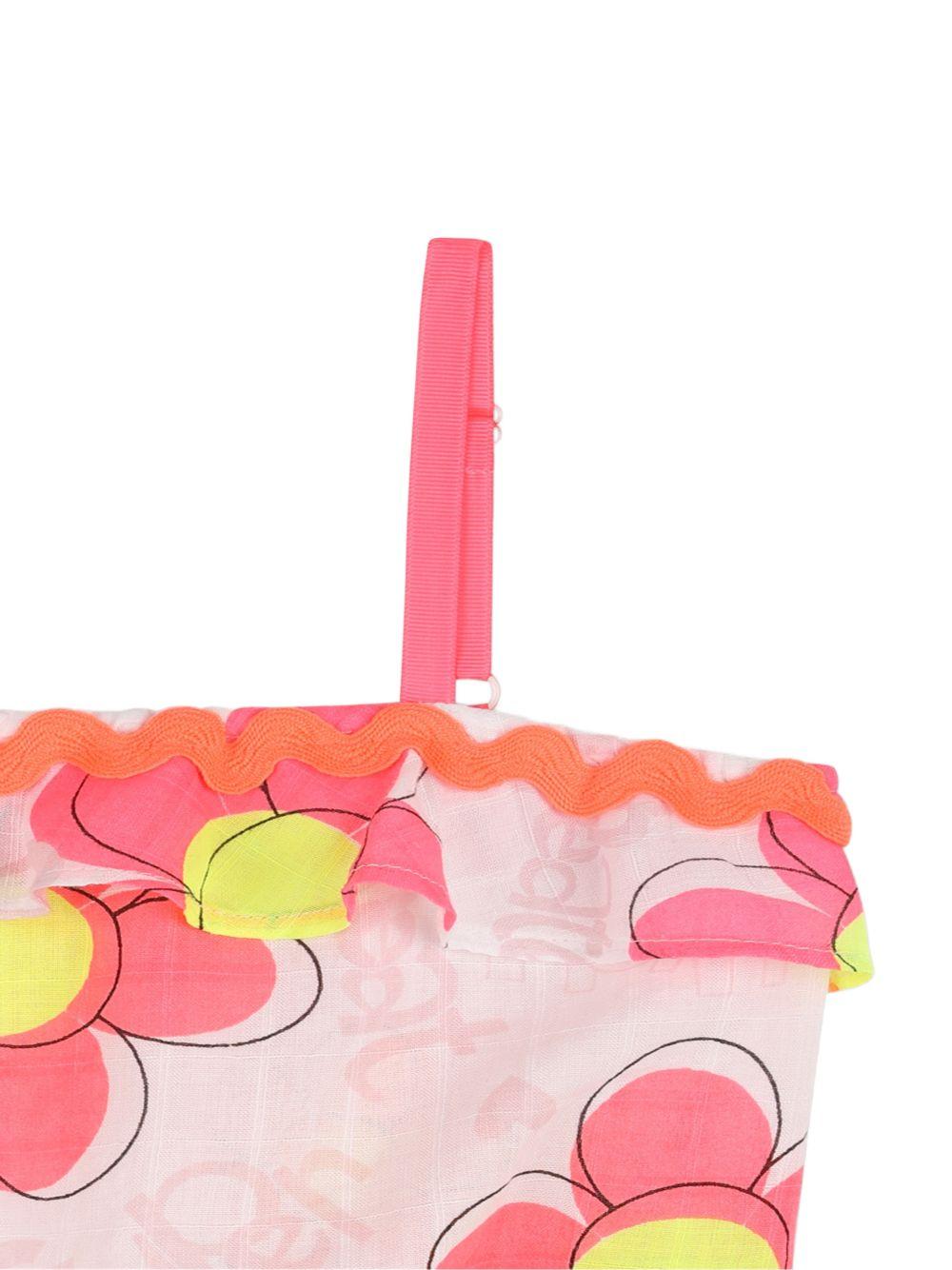 Top per bambina Billieblush bianco a fiori con ruches - Rubino Kids