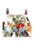 Top per bambina Dolce & Gabbana Kids bianca con stampa floreale all - over - Rubino Kids
