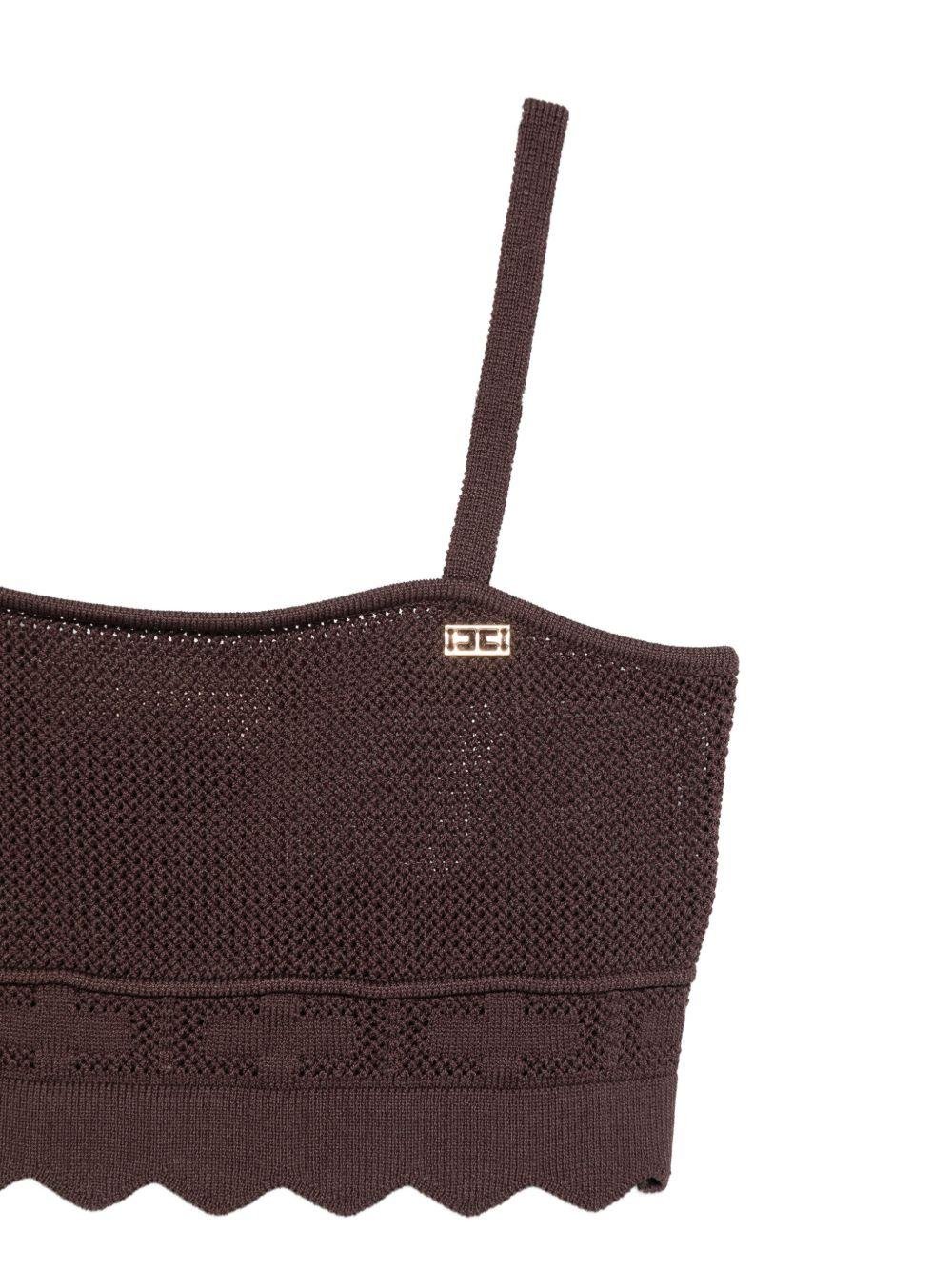 Top per bambina Elisabetta Franchi La Mia Bambina marrone scuro con logo - Rubino Kids