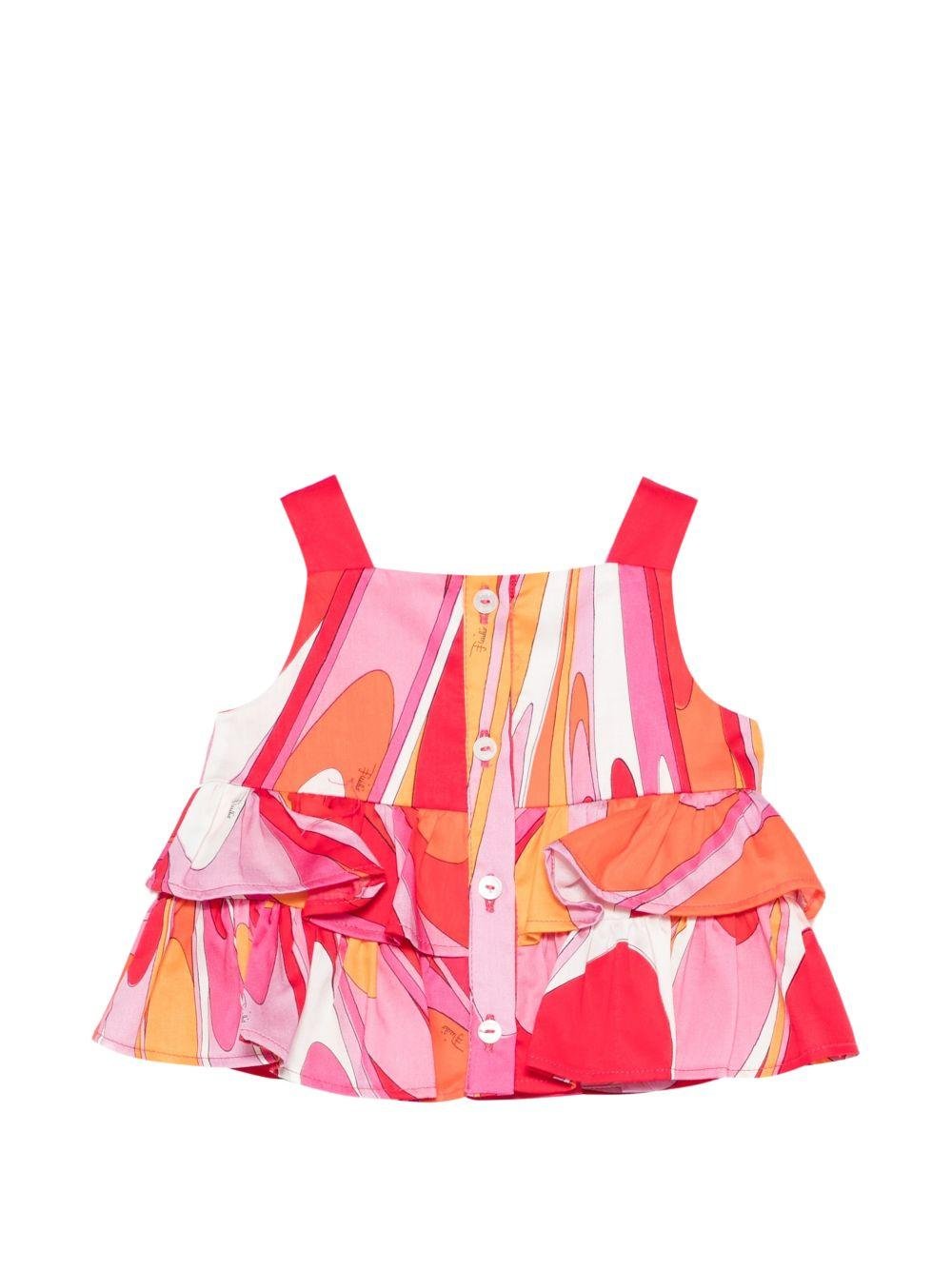 Top per bambina Emilio Pucci Junior multicolore con volant - Rubino Kids