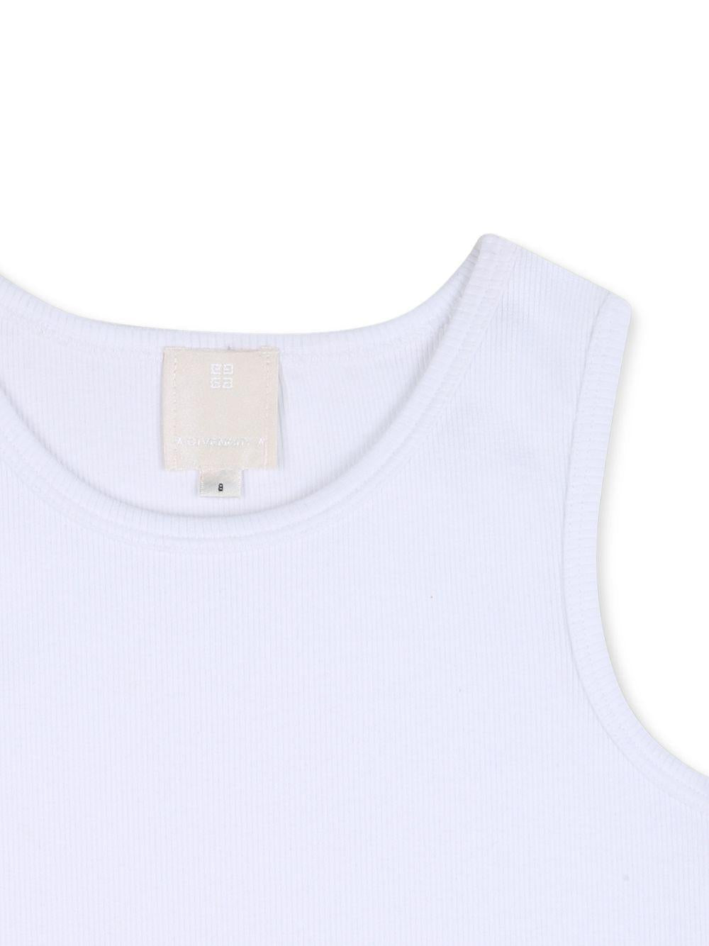 Top per bambina Givenchy Kids bianco a coste - Rubino Kids