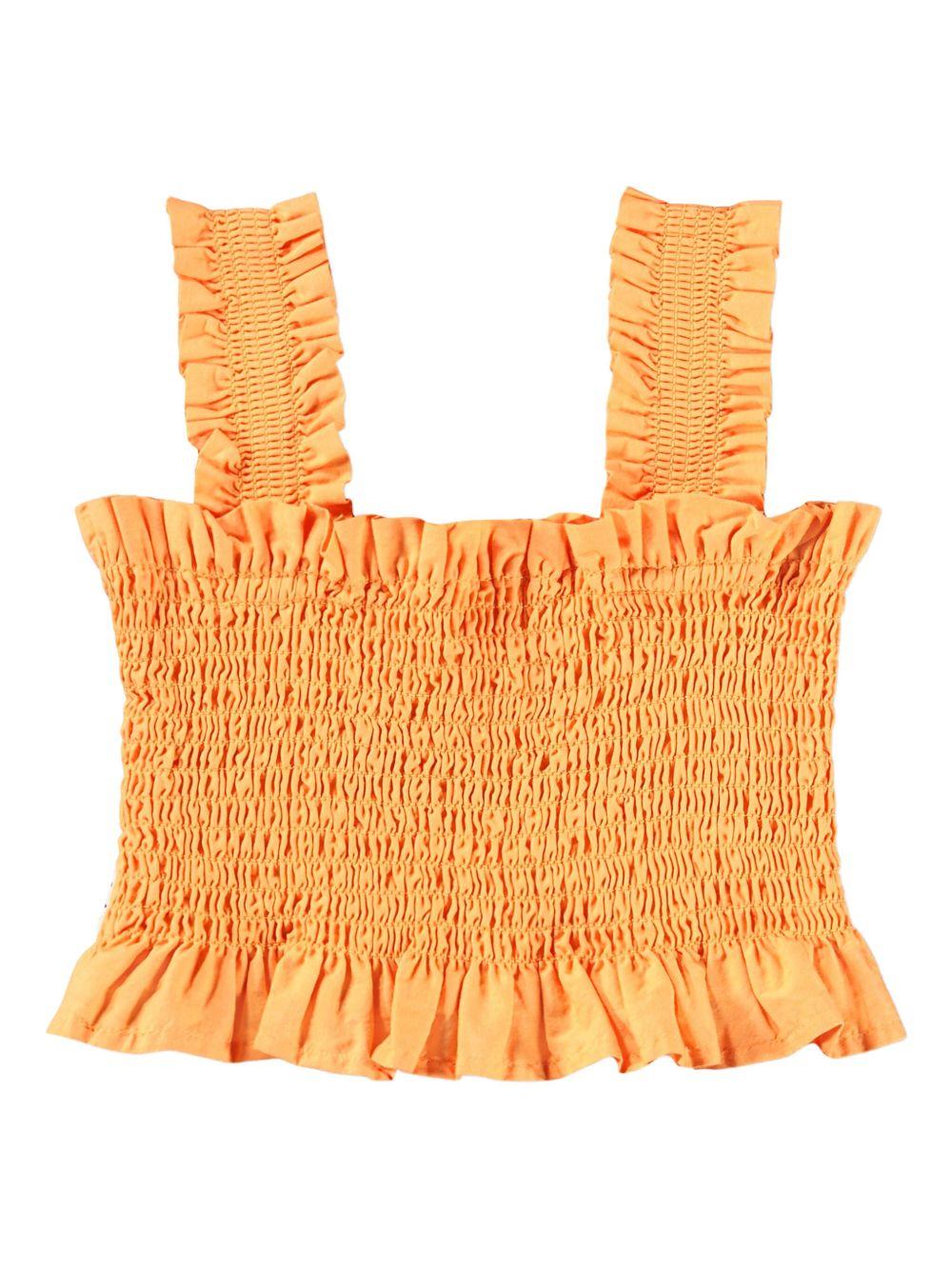 Top per bambina Molo Rolfia arancione con dettaglio con ruches - Rubino Kids