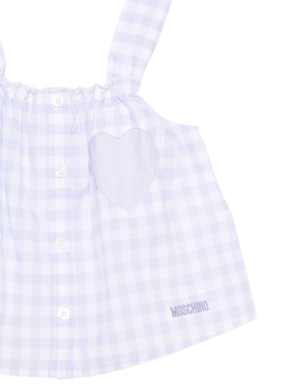 Top per bambina Moschino Kids viola con motivo a quadri - Rubino Kids