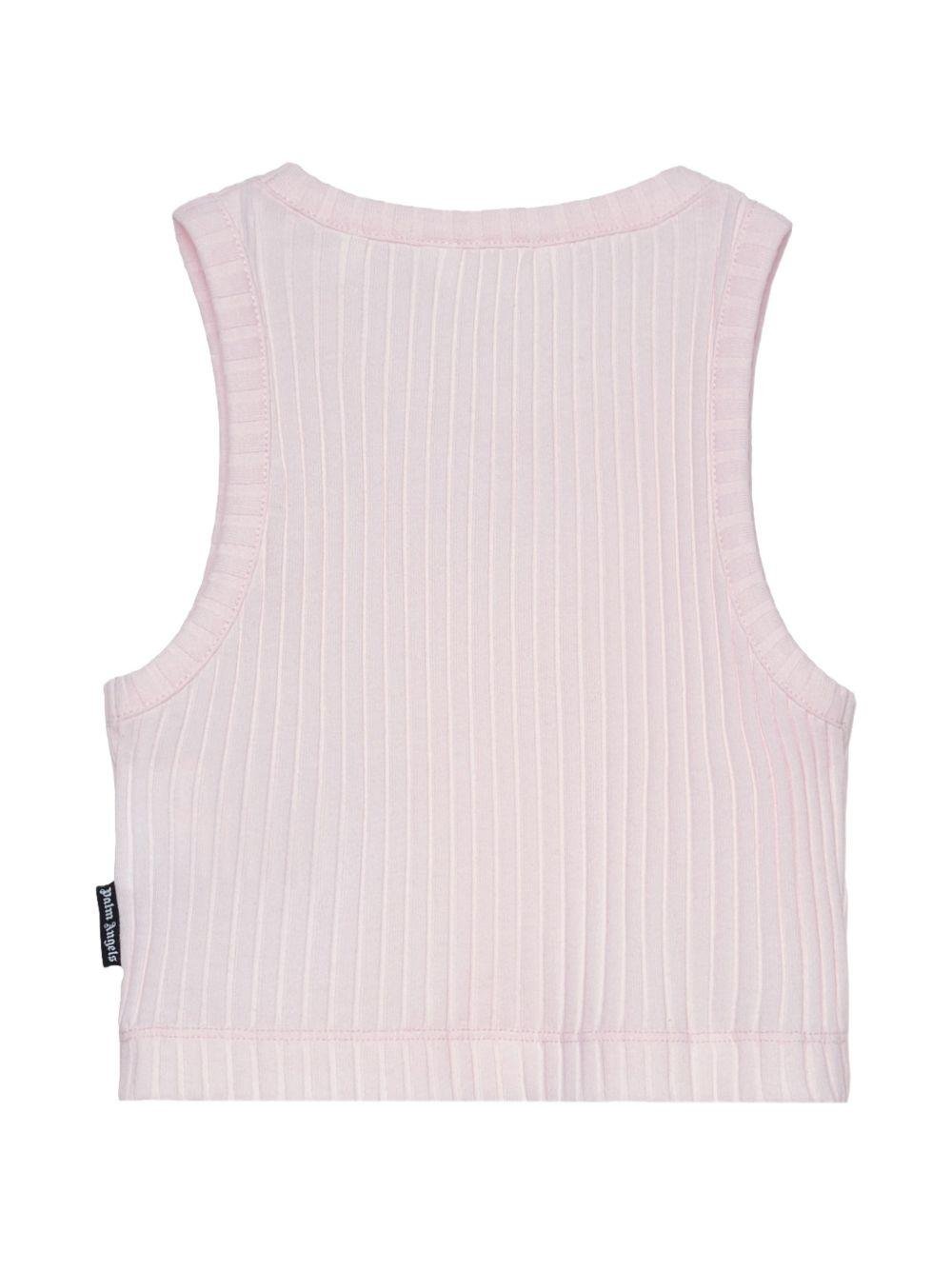 Top per bambina Palm Angels Kids rosa con design a coste - Rubino Kids