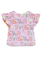 Top per bambina Stella McCartney Kids viola con stampa stile illustrazione - Rubino Kids