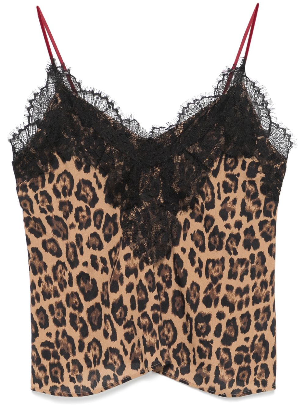 Top per donna Merci marrone con stampa leopardata e dettagli in pizzo - Rubino Kids