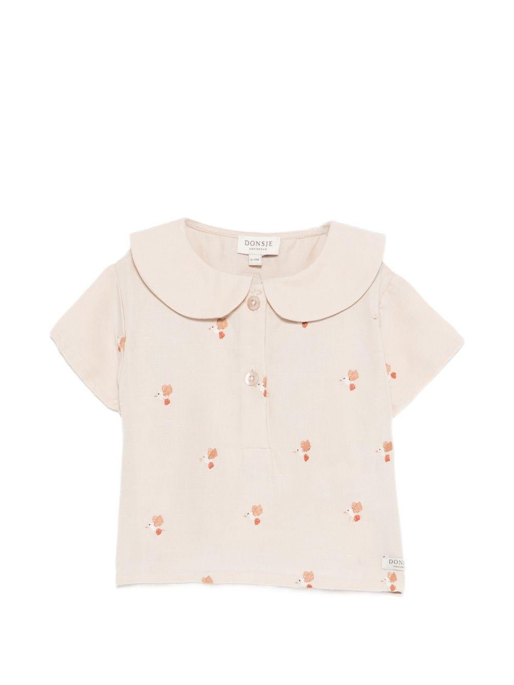 Top per neonata Donsje beige con stampa a colletto Peter Pan - Rubino Kids