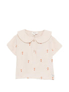 Top per neonata Donsje beige con stampa a colletto Peter Pan - Rubino Kids