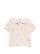 Top per neonata Donsje beige con stampa a colletto Peter Pan - Rubino Kids