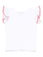 Top per neonata Mariella Ferrari bianco con dettaglio a smerlo - Rubino Kids