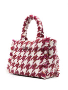 Tote bag MC2 Saint Barth Kids Colette motivo pied de poule bianco/rosso in tweed - Rubino Kids