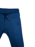 Tuta con stampa logo per neonato BOSS Kidswear blu con cappuccio classico - Rubino Kids