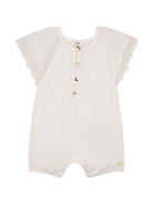 Tuta corta e fascia per capelli per neonata Chloé Kids bianche con bordo in pizzo - Rubino Kids