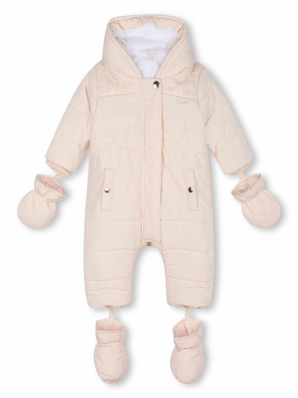 Tuta da neve per neonata Chloé Kids beige con guanti e scarpine - Rubino Kids