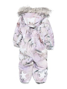 Tuta da neve per neonata Molo Box Fur rosa con cappuccio con bordo in pelliccia - Rubino Kids