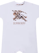 Tuta intera per neonato Burberry Kids bianca con logo stampato - Rubino Kids