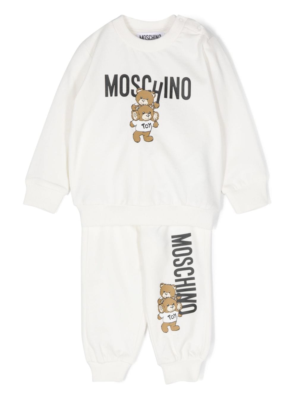 Tuta per neonato Moschino Kids bianco con stampa logo Teddy Bear - Rubino Kids