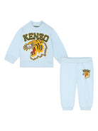 Tuta sportiva con stampa per neonato Kenzo Kids azzurro con rifinitura a coste - Rubino Kids