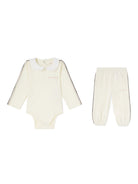 Tuta sportiva con stampa per neonato Palm Angels Kids bianco con colletto Peter Pan - Rubino Kids