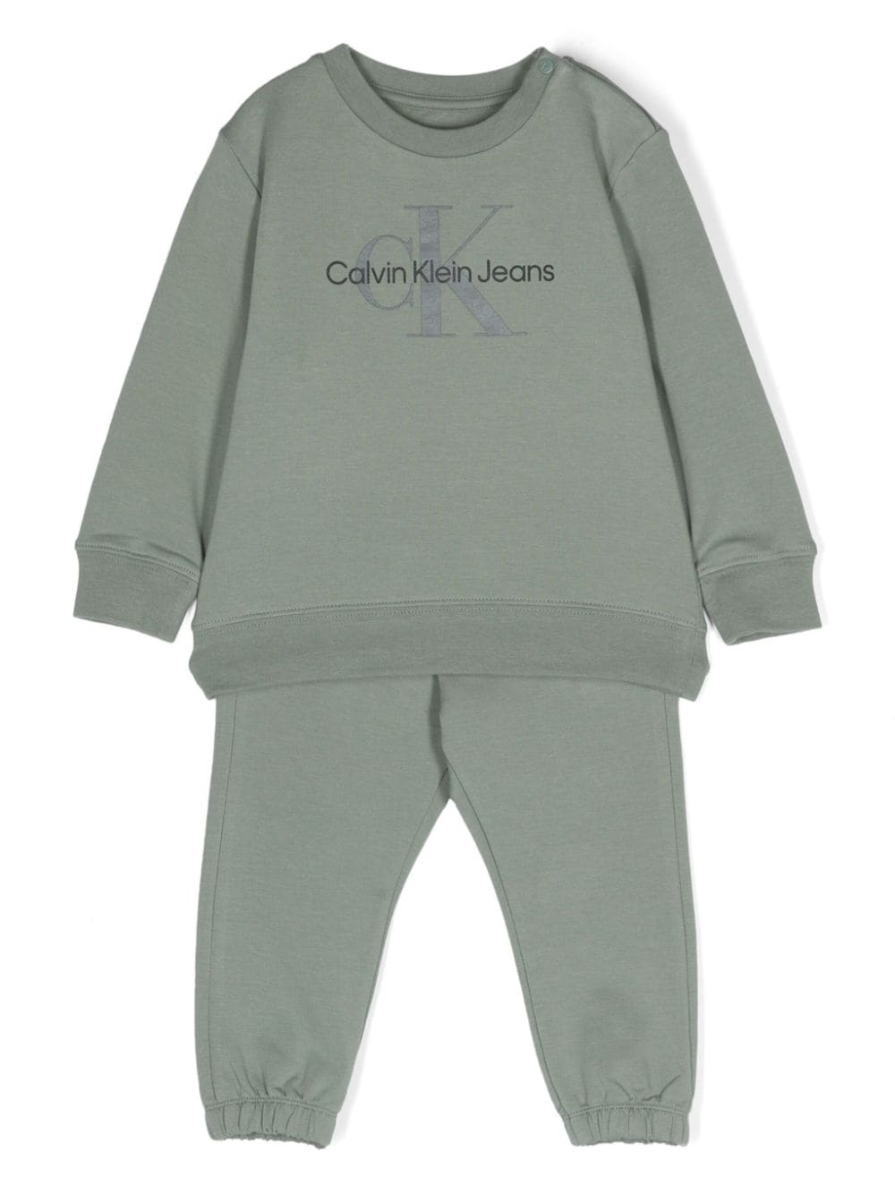 Tuta sportiva per bambino Calvin Klein Kids verde con stampa logo sul davanti - Rubino Kids