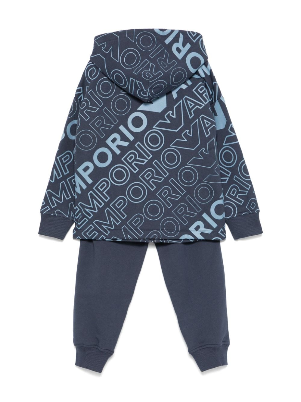 Tuta sportiva per bambino Emporio Armani Kids blu con stampa logo all - over - Rubino Kids