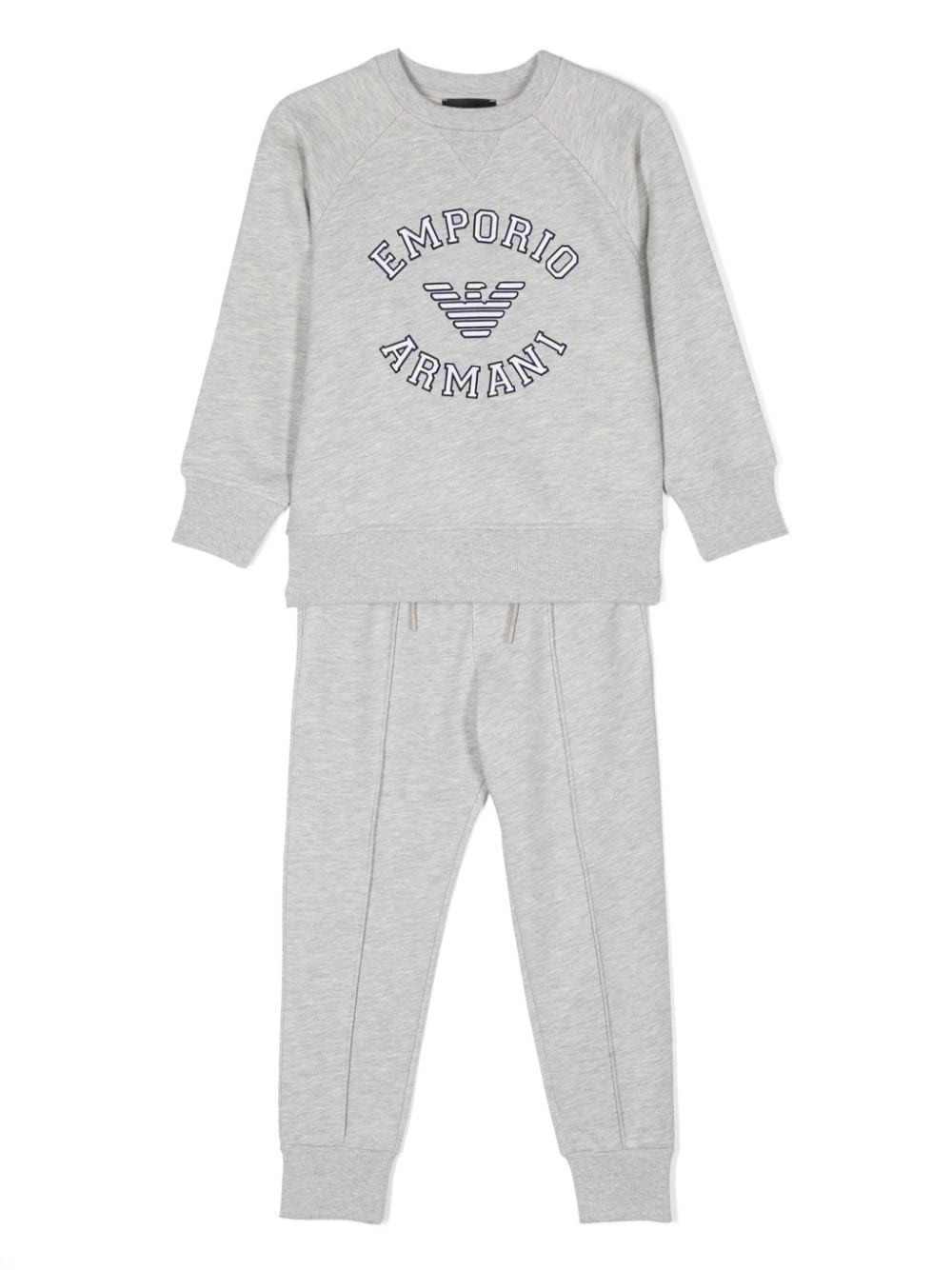 Tuta sportiva per bambino Emporio Armani Kids grigio con applicazione logo - Rubino Kids