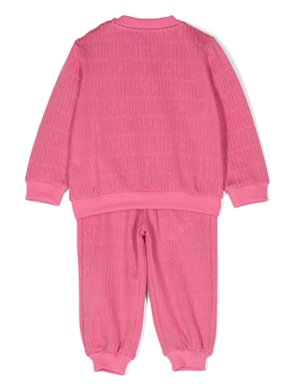 Tuta sportiva per neonata Moschino Kids rosa con logo jacquard - Rubino Kids