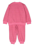 Tuta sportiva per neonata Moschino Kids rosa con logo jacquard - Rubino Kids