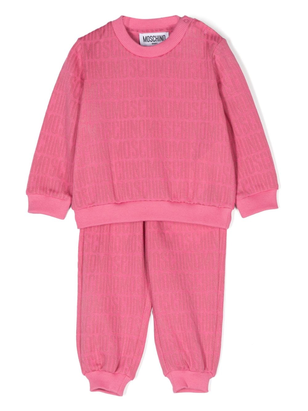 Tuta sportiva per neonata Moschino Kids rosa con logo jacquard - Rubino Kids