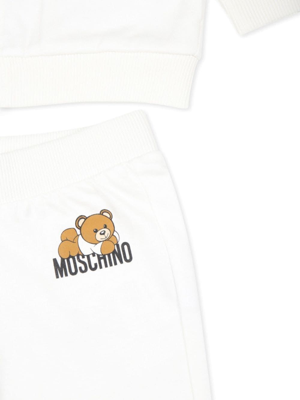 Tuta sportiva per neonati Moschino Kids bianco con applicazione Teddy Bear - Rubino Kids