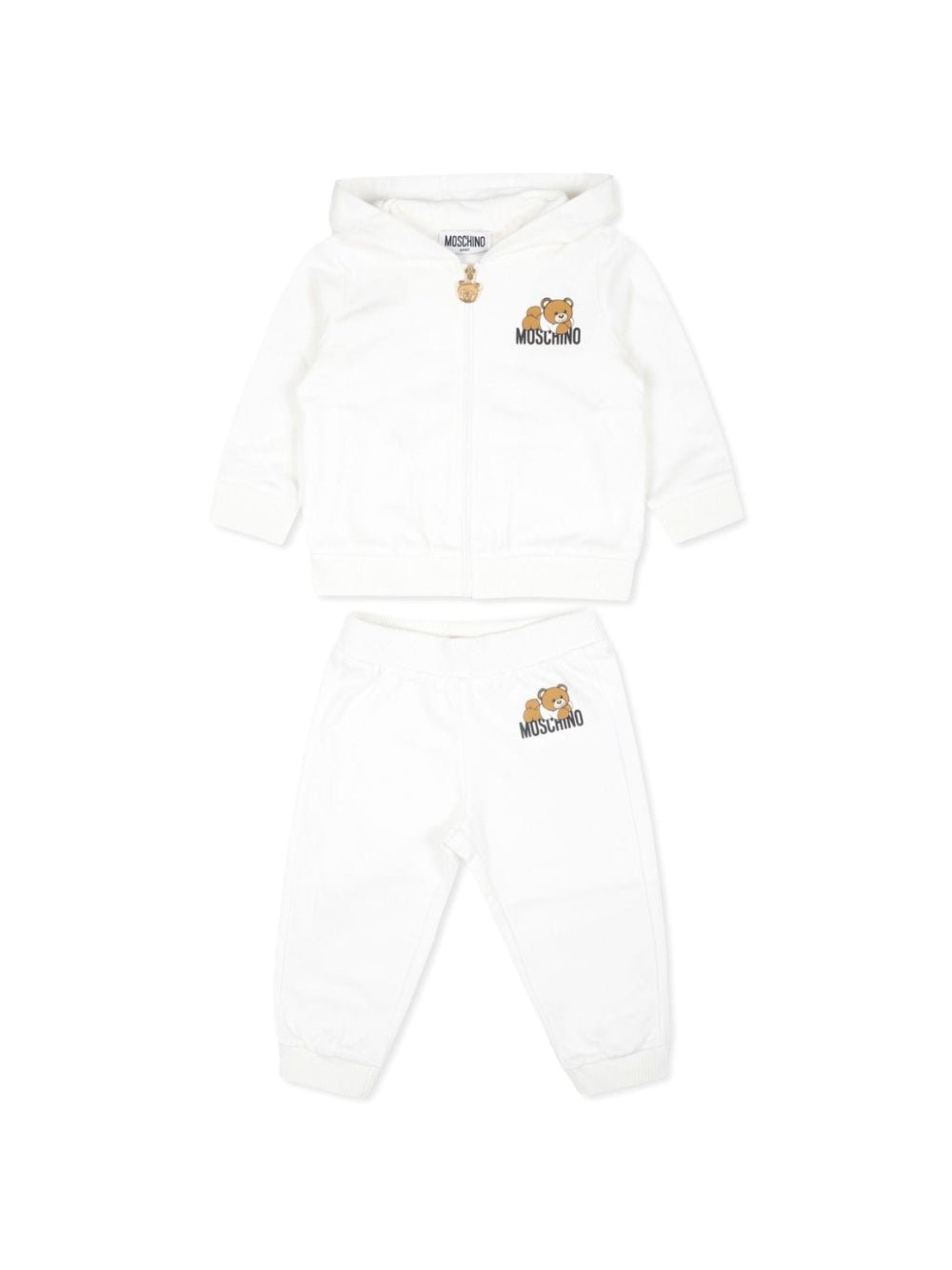 Tuta sportiva per neonati Moschino Kids bianco con applicazione Teddy Bear - Rubino Kids