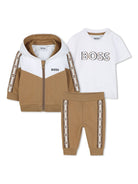 Tuta sportiva per neonato Boss Kidswear marrone con fascia con logo - Rubino Kids