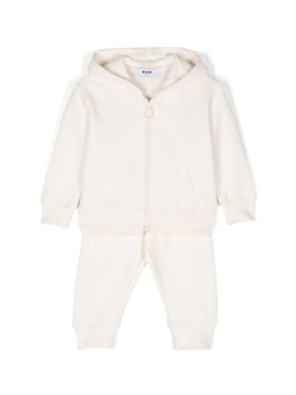 Tuta sportiva per neonato MSGM Kids beige chiaro con stampa logo sul retro - Rubino Kids