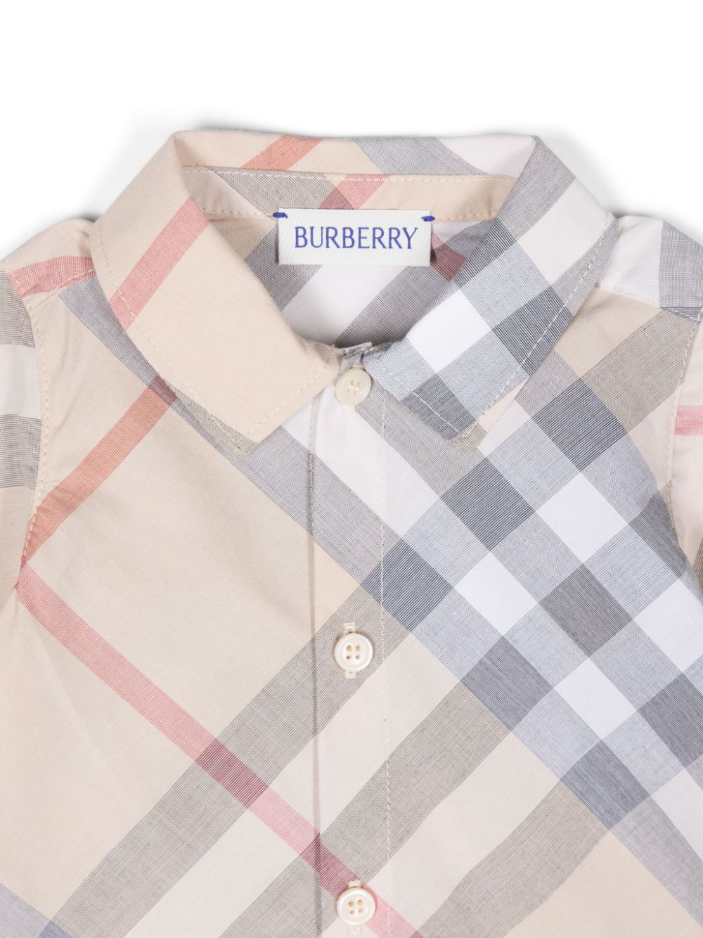 Tutina a quadri per neonato Burberry Kids beige con colletto classico - Rubino Kids