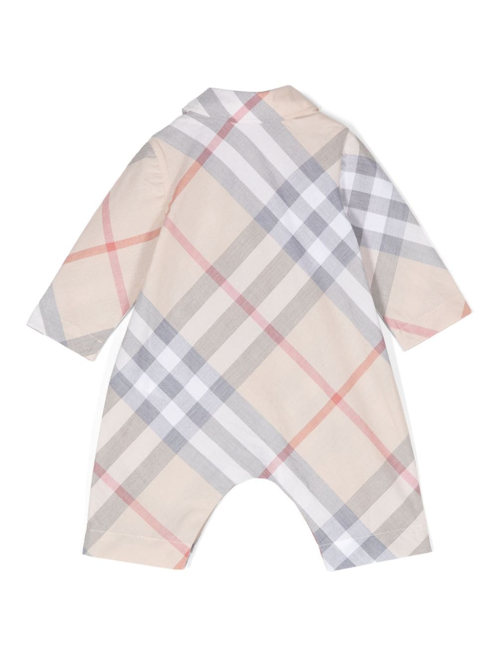 Tutina a quadri per neonato Burberry Kids beige con colletto classico - Rubino Kids