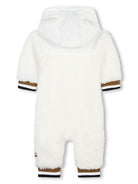 Tutina con applicazione per neonato BOSS Kidswear bianco con bordo a righe - Rubino Kids