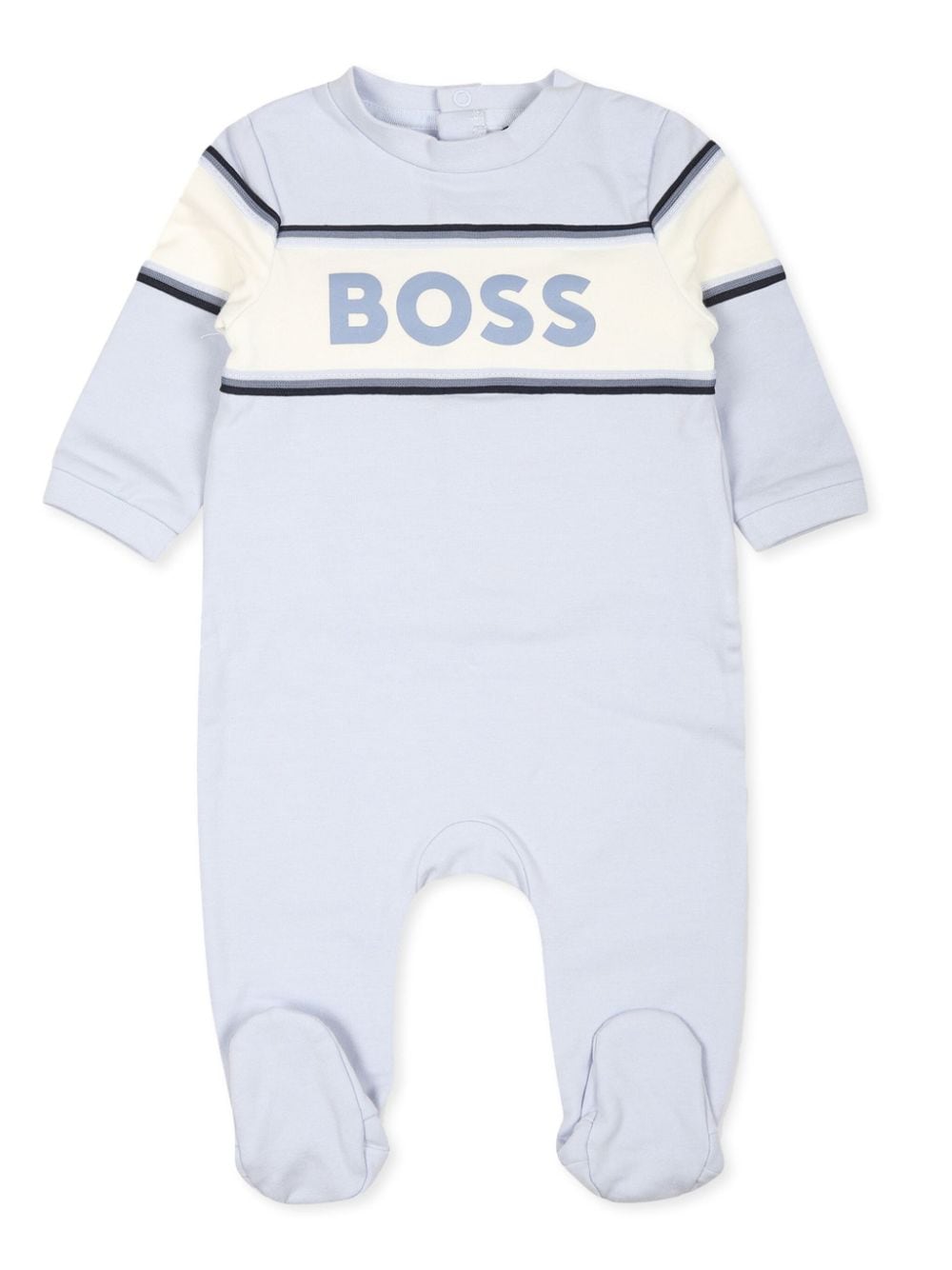 Tutina e bavaglino azzurri per neonato con stampa BOSS Kidswear - Rubino Kids